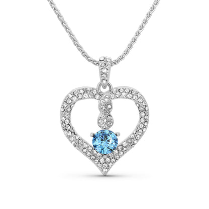 TRYNDI Rhodium Plated "Infinity" Simulated Birthstone & Swarovski Crystal Necklace