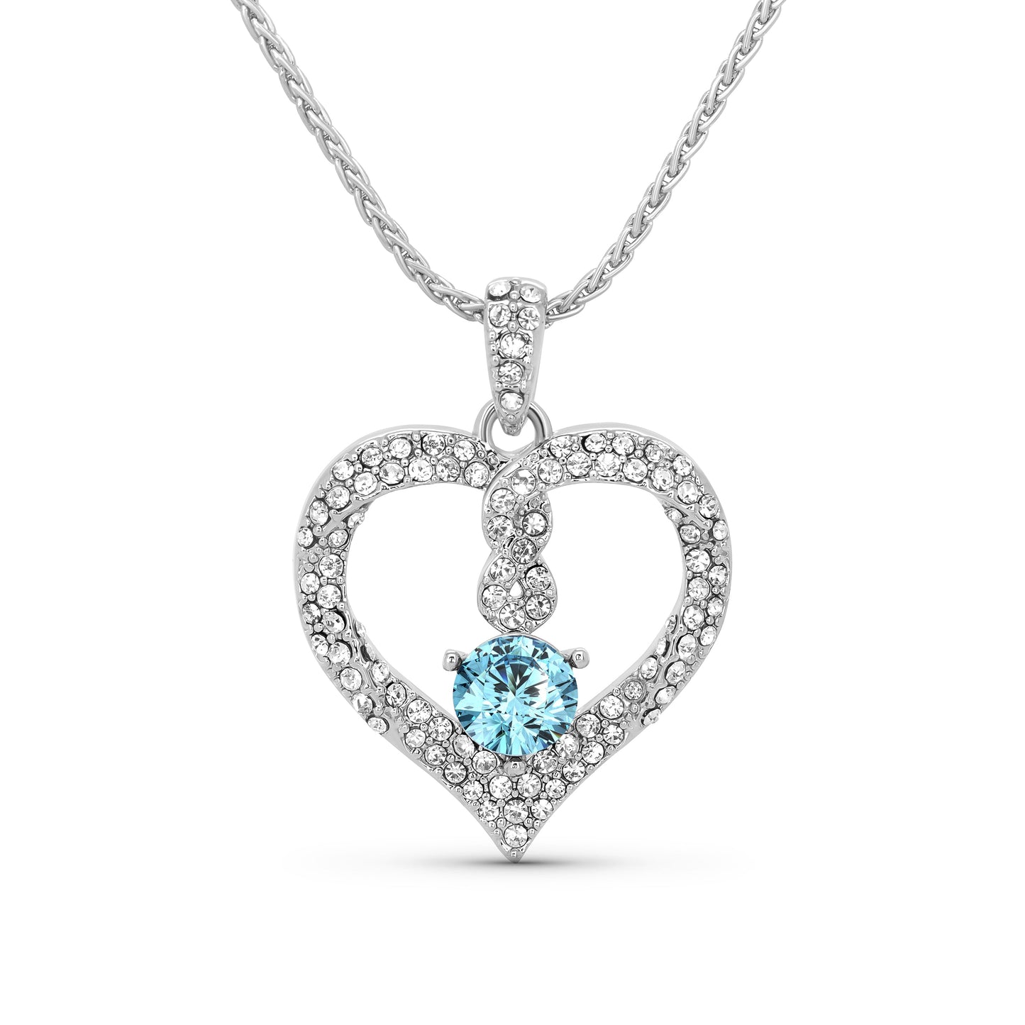 TRYNDI Rhodium Plated "Infinity" Simulated Birthstone & Swarovski Crystal Necklace