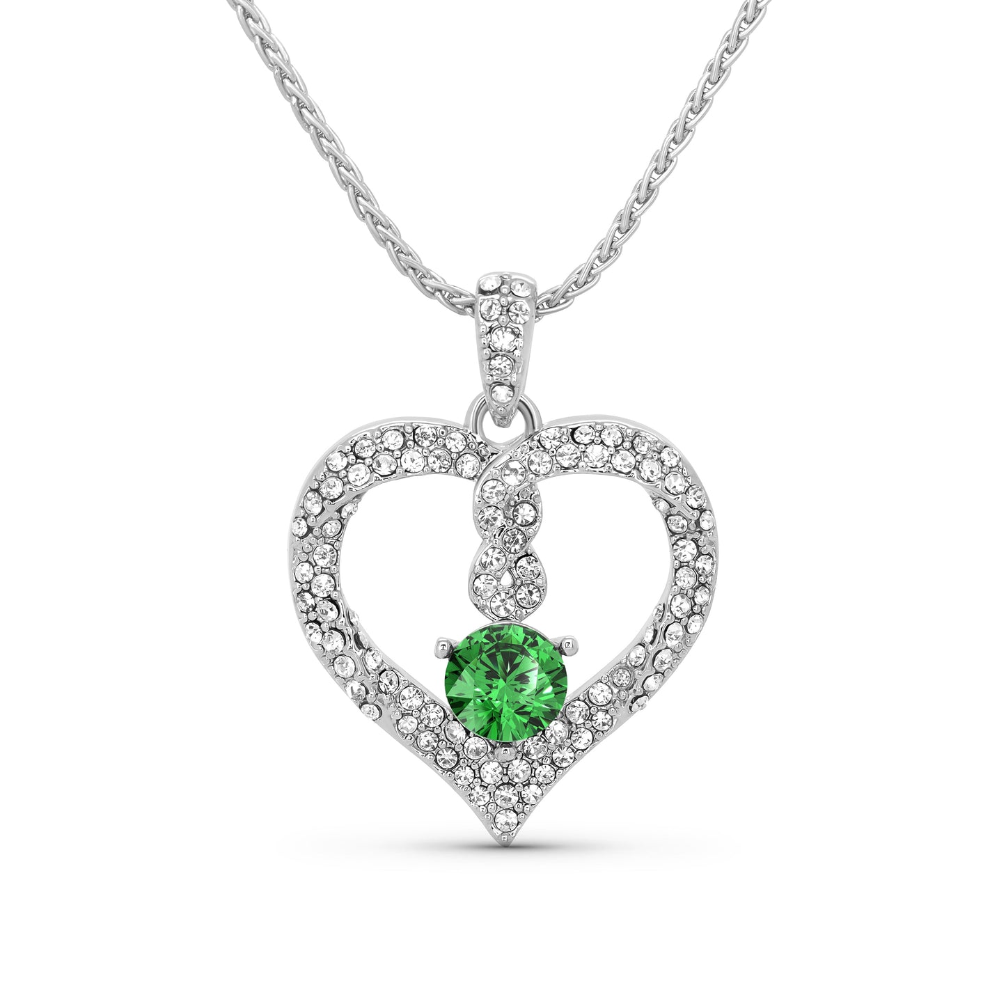 TRYNDI Rhodium Plated "Infinity" Simulated Birthstone & Swarovski Crystal Necklace