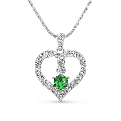 TRYNDI Rhodium Plated "Infinity" Simulated Birthstone & Swarovski Crystal Necklace