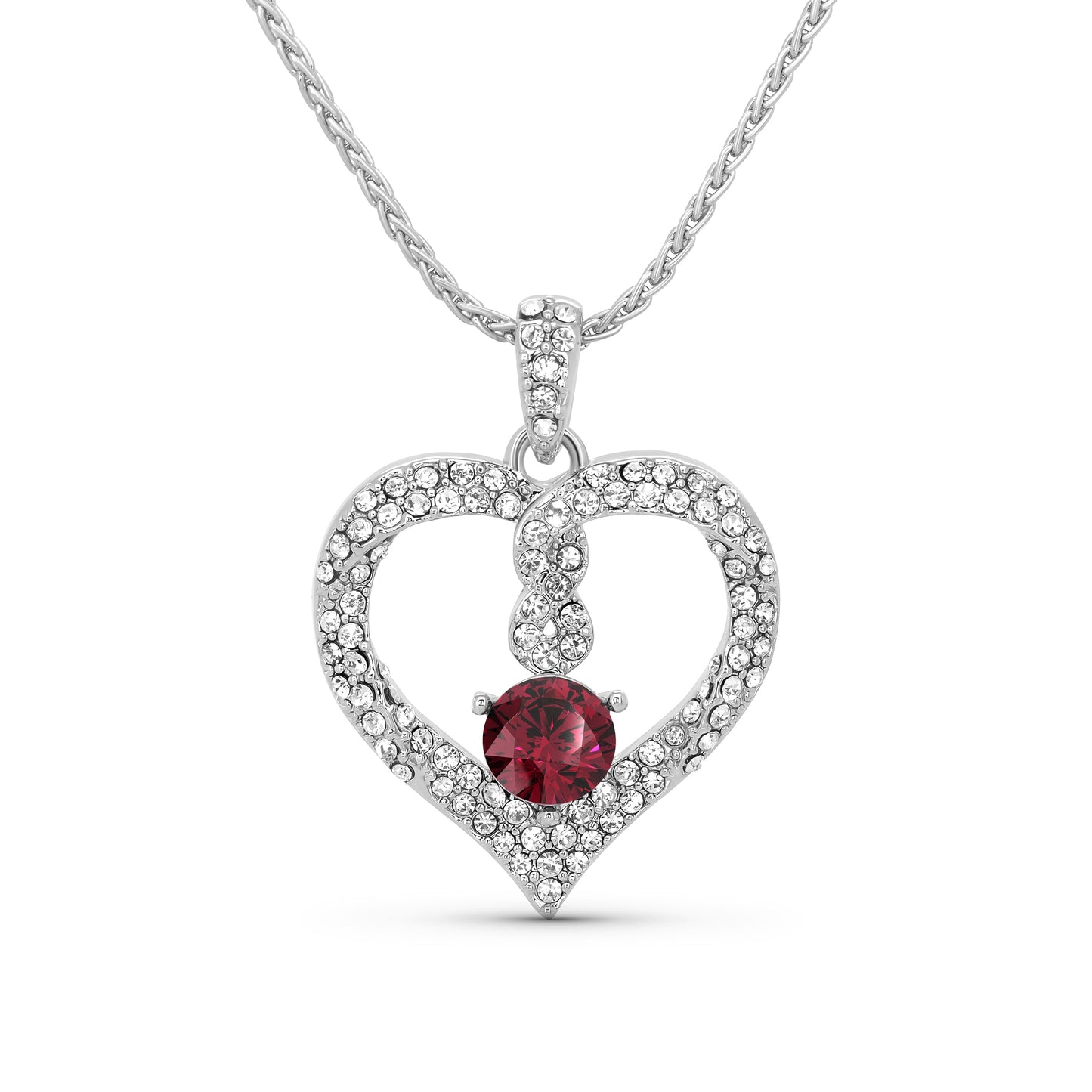 TRYNDI Rhodium Plated "Infinity" Simulated Birthstone & Swarovski Crystal Necklace