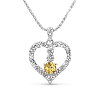 TRYNDI Rhodium Plated "Infinity" Simulated Birthstone & Swarovski Crystal Necklace