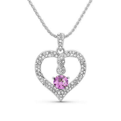 TRYNDI Rhodium Plated "Infinity" Simulated Birthstone & Swarovski Crystal Necklace