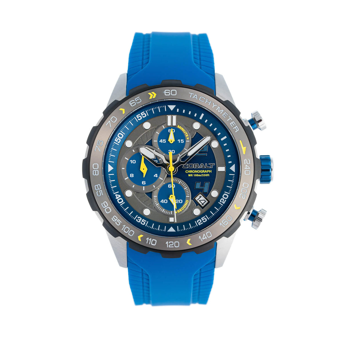 Cobalt Men's 48mm Torque Quartz Chronograph Silicone Strap Watch - Blue