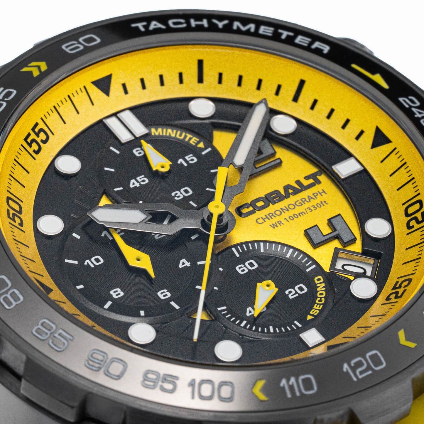 Cobalt Men's 48mm Torque Quartz Chronograph Silicone Strap Watch - Yellow