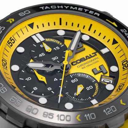 Cobalt Men's 48mm Torque Quartz Chronograph Silicone Strap Watch - Yellow
