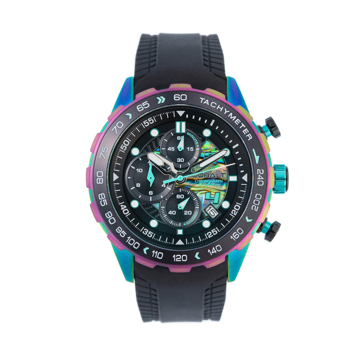 Cobalt Men's 48mm Torque Quartz Chronograph Abalone Strap Watch - Iridescent
