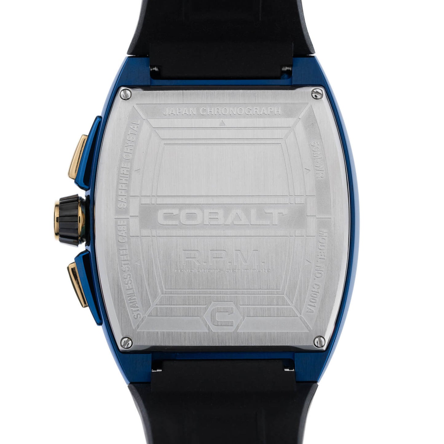 Cobalt Men's 43mm R.P.M Quartz Chronograph Tonneau Strap Watch - Blue