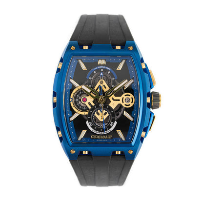 Cobalt Men's 43mm R.P.M Quartz Chronograph Tonneau Strap Watch - Blue