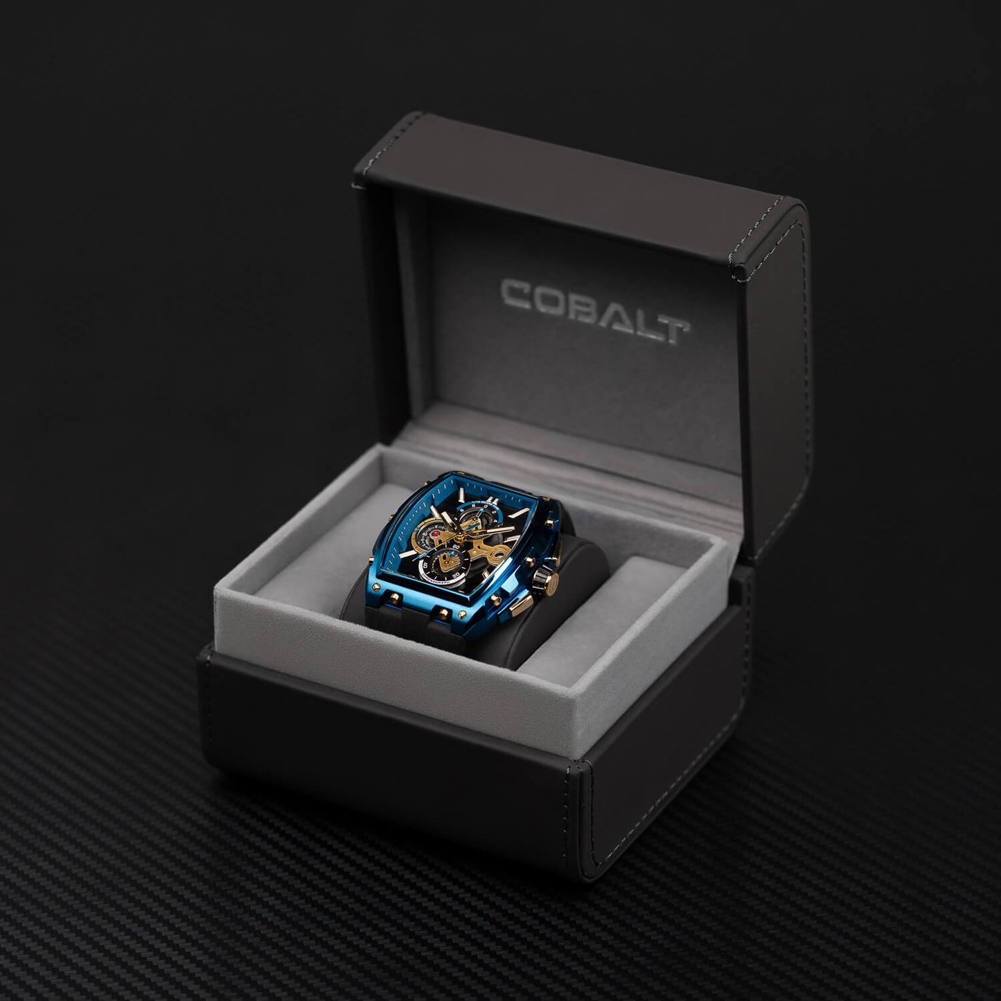 Cobalt Men's 43mm R.P.M Quartz Chronograph Tonneau Strap Watch - Blue