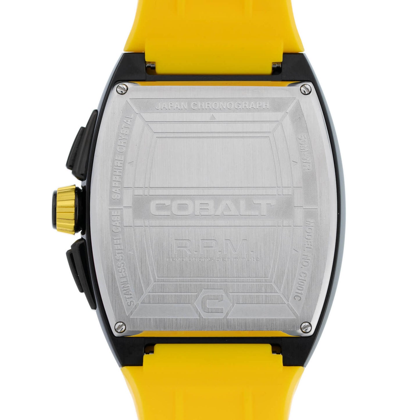 Cobalt Men's 43mm R.P.M Quartz Chronograph Tonneau Strap Watch - Yellow