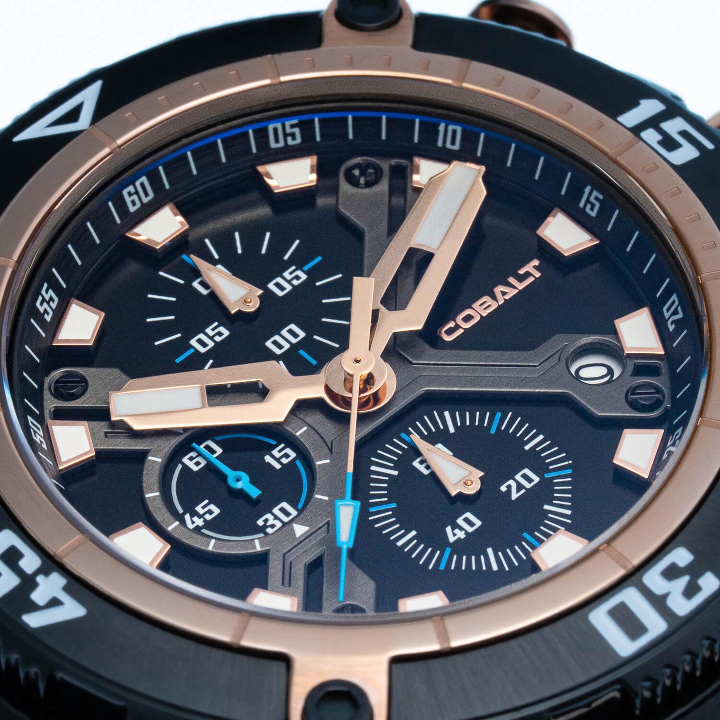 Cobalt Men's 46mm Code-X Quartz Chronograph Bracelet Watch - Rosetone