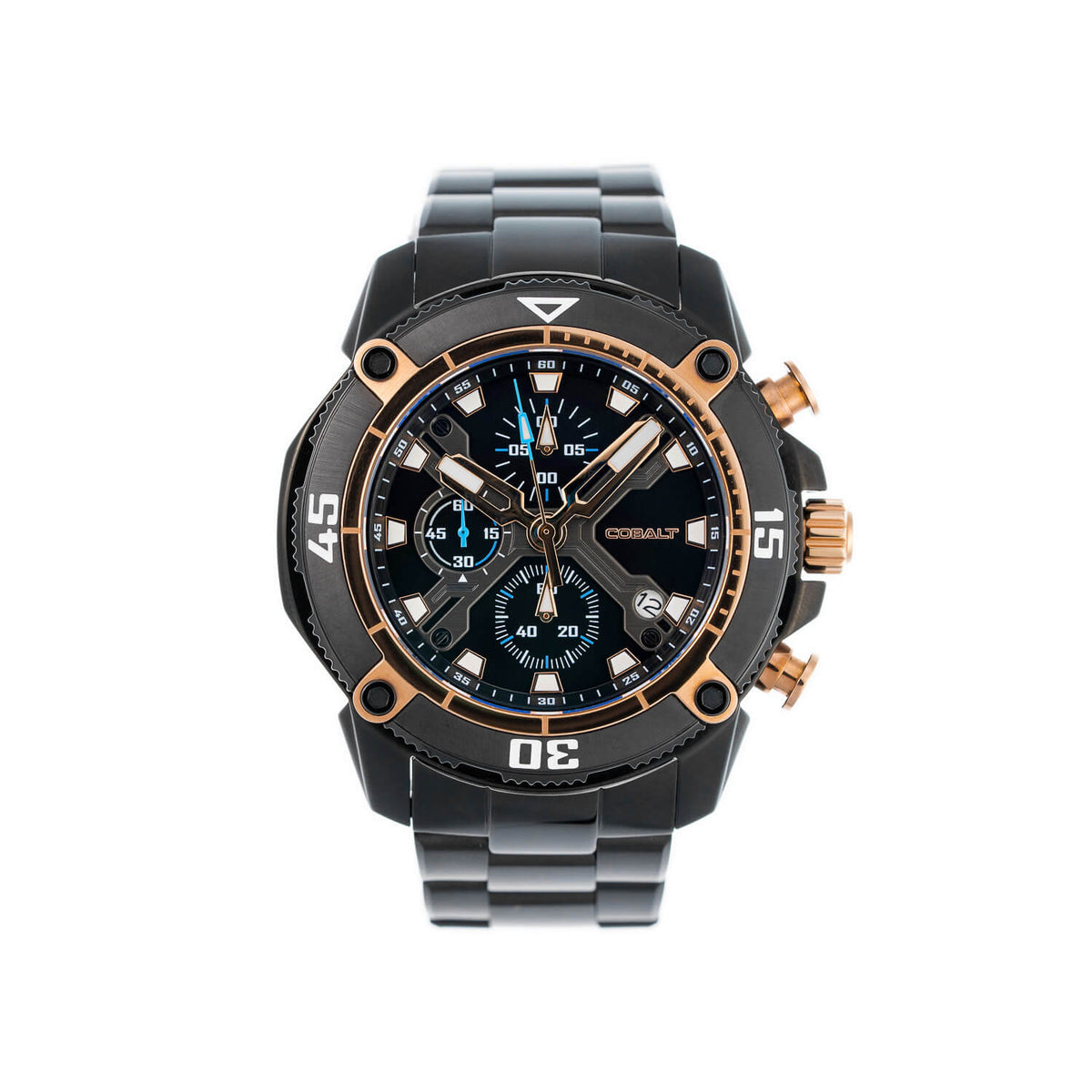 Cobalt Men's 46mm Code-X Quartz Chronograph Bracelet Watch - Rosetone