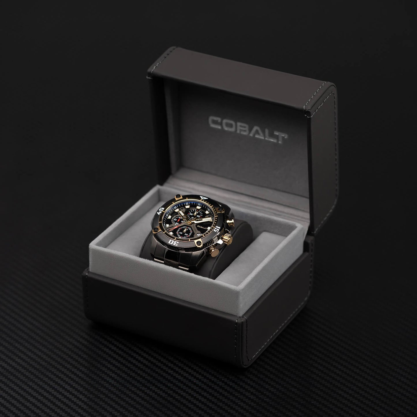 Cobalt Men's 46mm Code-X Quartz Chronograph Bracelet Watch - Goldtone