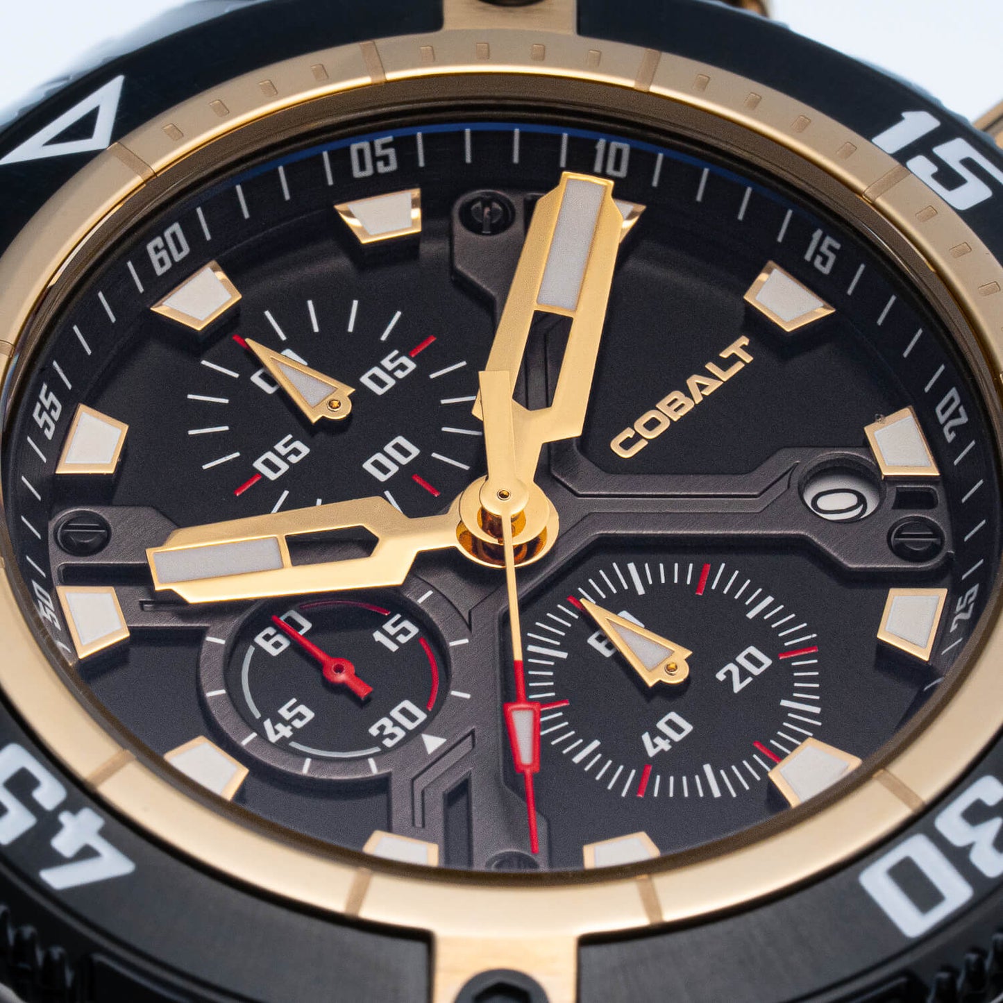 Cobalt Men's 46mm Code-X Quartz Chronograph Bracelet Watch - Goldtone