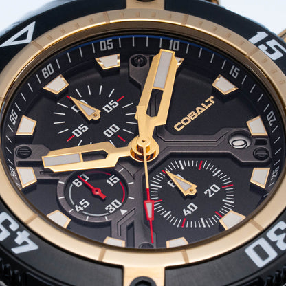 Cobalt Men's 46mm Code-X Quartz Chronograph Bracelet Watch - Goldtone