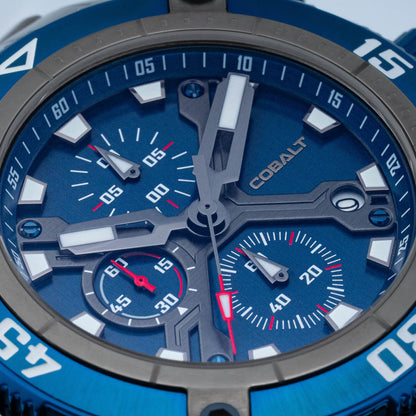 Cobalt Men's 46mm Code-X Quartz Chronograph Bracelet Watch - Blue