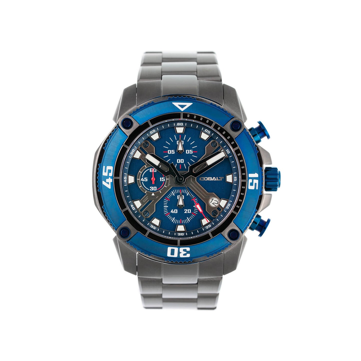 Cobalt Men's 46mm Code-X Quartz Chronograph Bracelet Watch - Blue