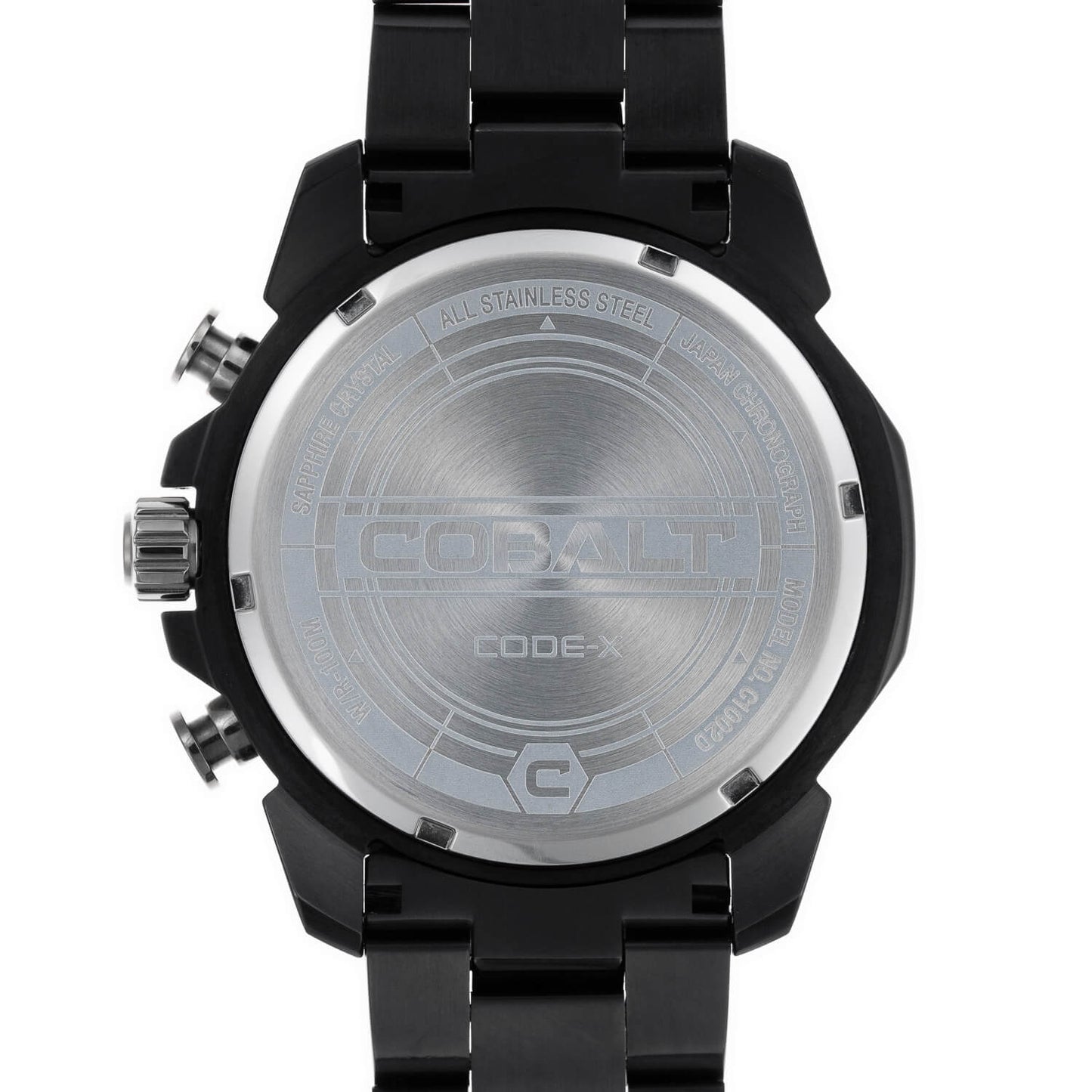 Cobalt Men's 46mm Code-X Quartz Chronograph Bracelet Watch - Black