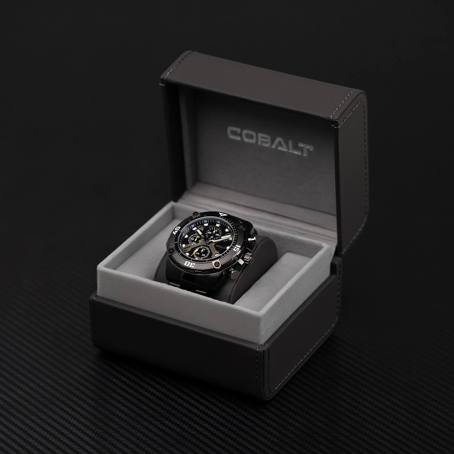 Cobalt Men's 46mm Code-X Quartz Chronograph Bracelet Watch - Black