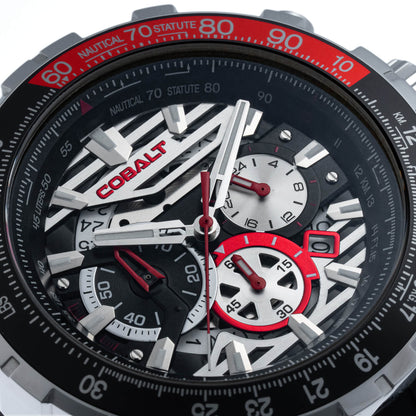 Cobalt Men's 51mm Airborne Quartz Chronograph Silicone Strap Watch - Black