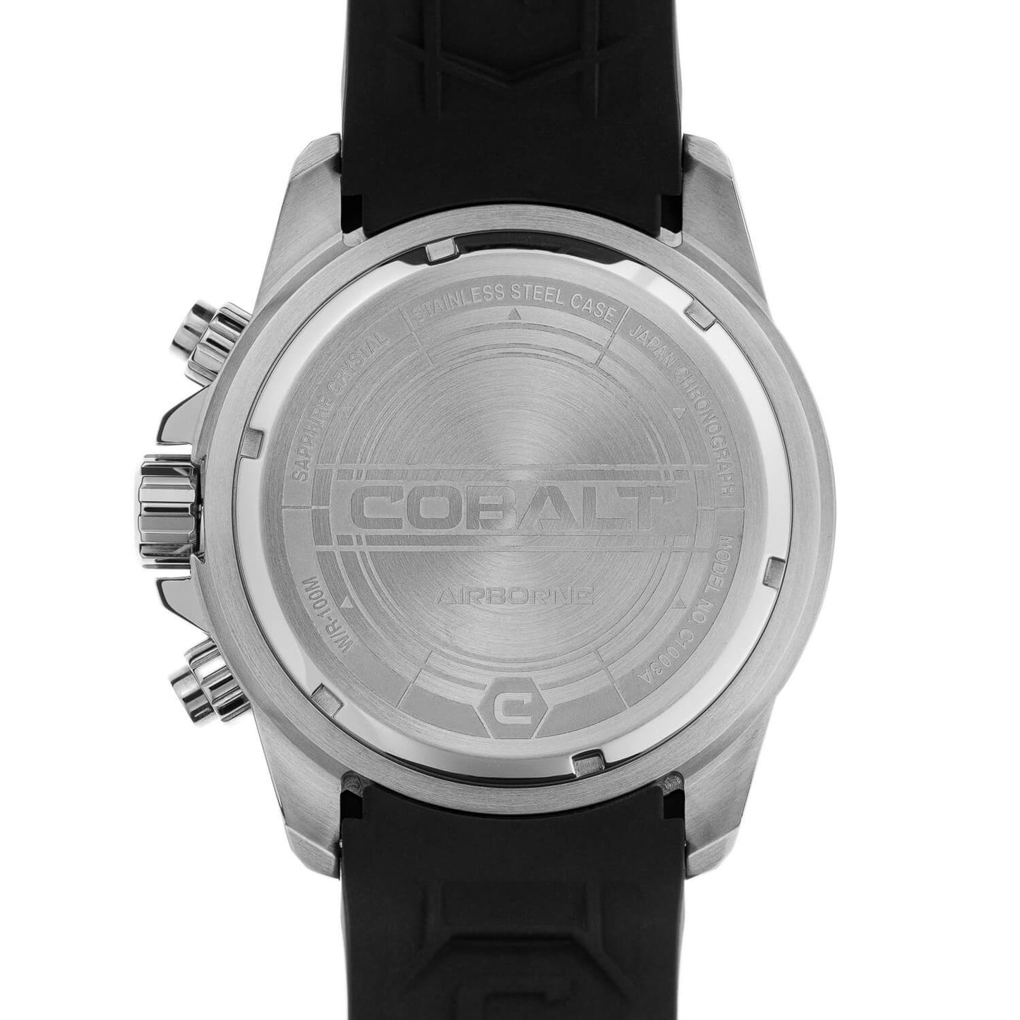 Cobalt Men's 51mm Airborne Quartz Chronograph Silicone Strap Watch - Black