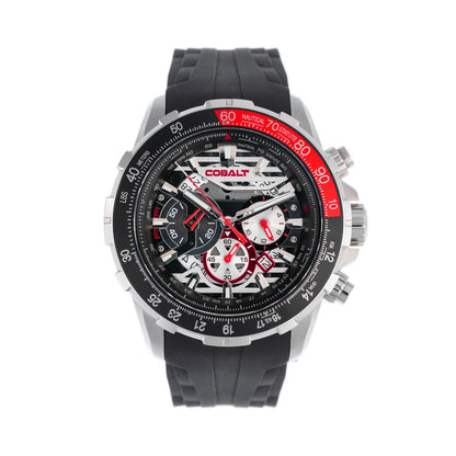 Cobalt Men's 51mm Airborne Quartz Chronograph Silicone Strap Watch - Black
