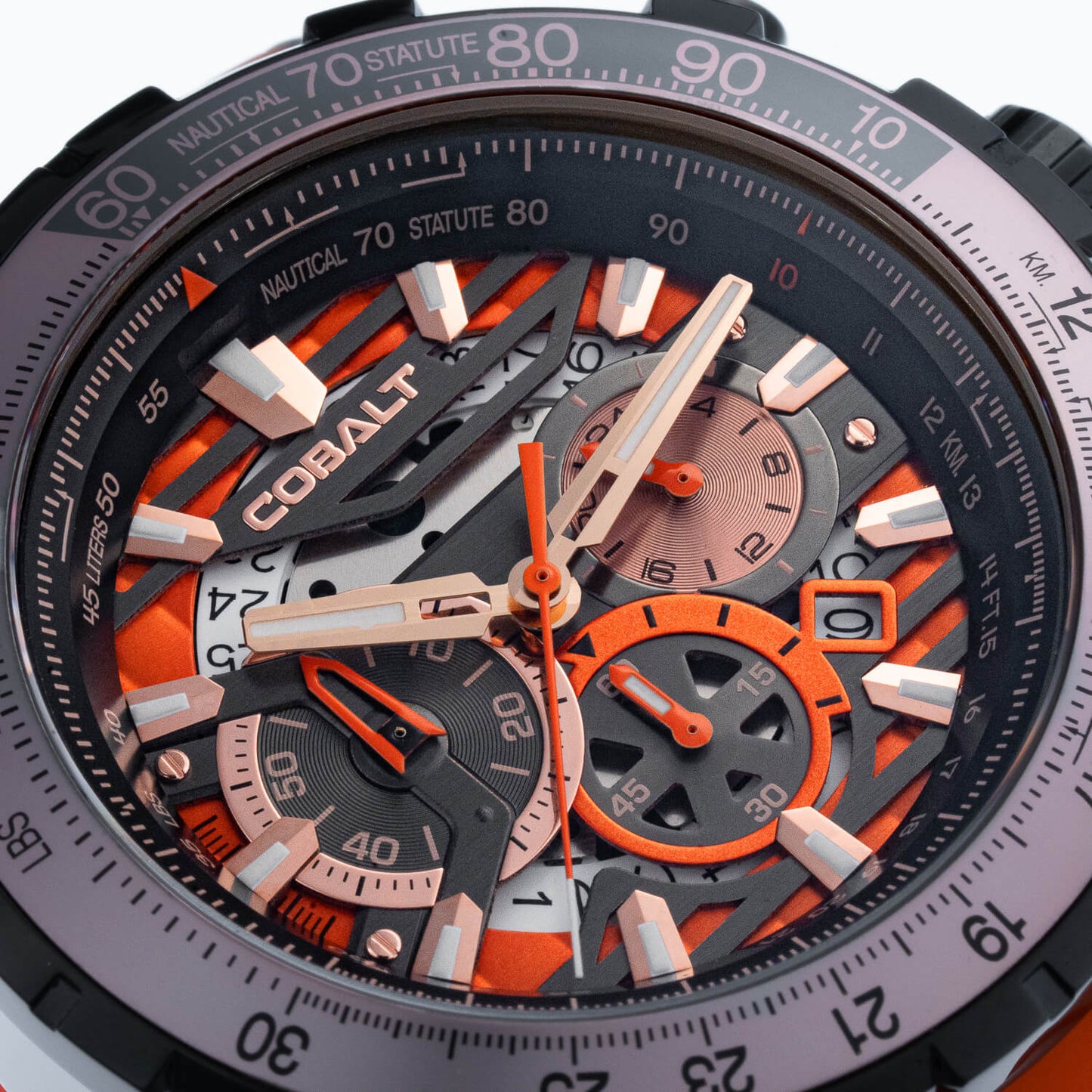 Cobalt Men's 51mm Airborne Quartz Chronograph Silicone Strap Watch - Orange