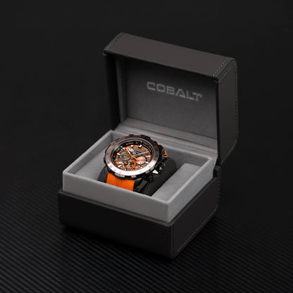 Cobalt Men's 51mm Airborne Quartz Chronograph Silicone Strap Watch - Orange