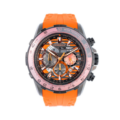 Cobalt Men's 51mm Airborne Quartz Chronograph Silicone Strap Watch - Orange