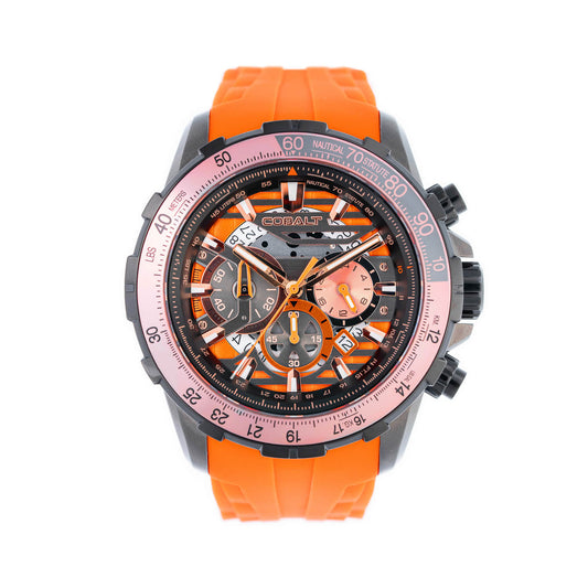 Cobalt Men's 51mm Airborne Quartz Chronograph Silicone Strap Watch - Orange