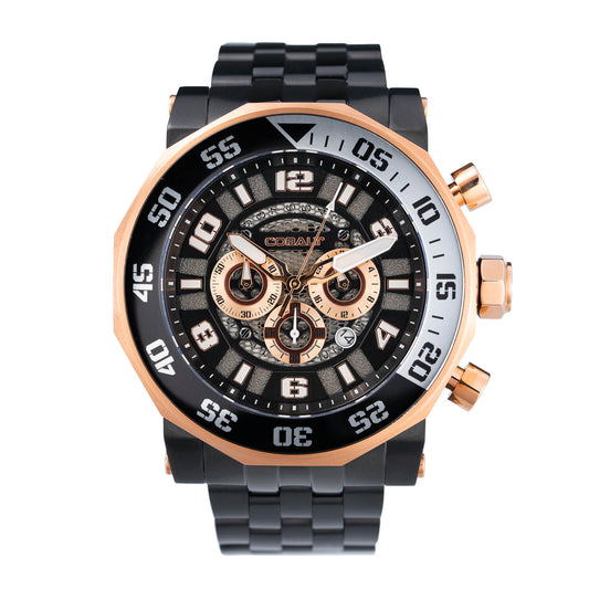 Cobalt Men's 55mm Goliath Quartz Chronograph Bracelet Watch - Rosetone