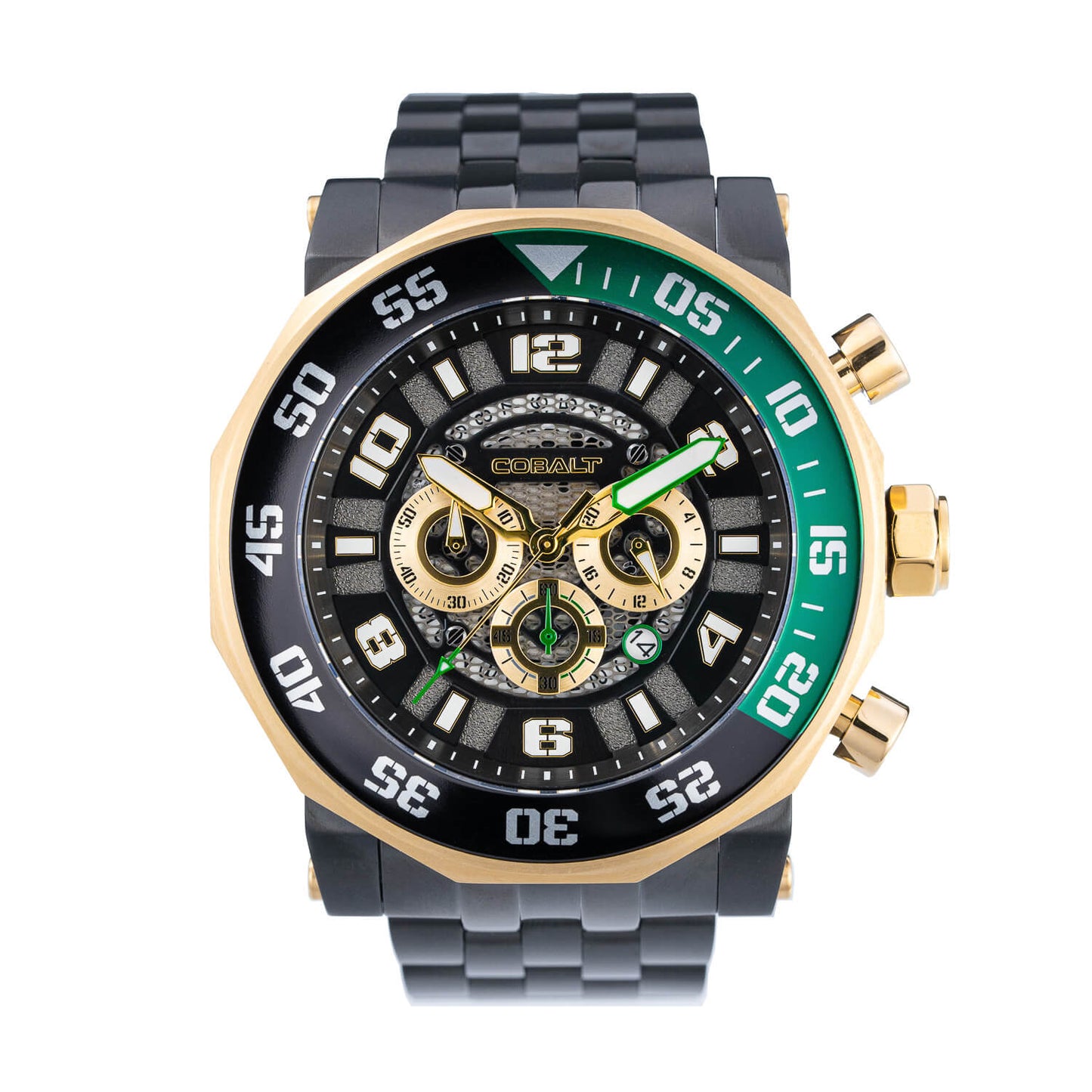 Cobalt Men's 55mm Goliath Quartz Chronograph Bracelet Watch - Goldtone