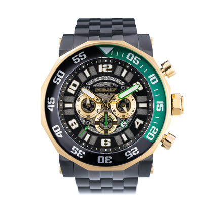 Cobalt Men's 55mm Goliath Quartz Chronograph Bracelet Watch - Goldtone