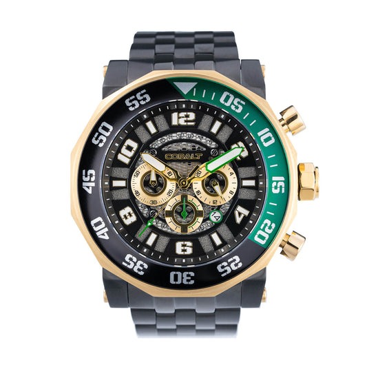 Cobalt Men's 55mm Goliath Quartz Chronograph Bracelet Watch - Goldtone