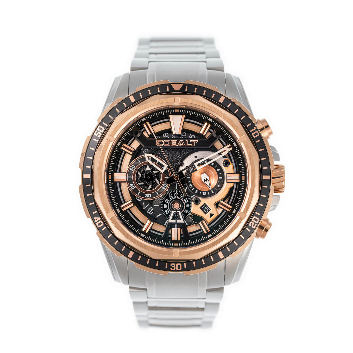 Cobalt Men's 52mm Fierce Quartz Chronograph Bracelet Watch - Silvertone