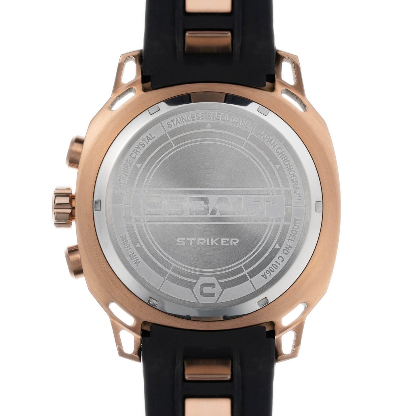 Cobalt Men's 52mm Striker Quartz Chronograph Silicone Strap Watch - Rosetone