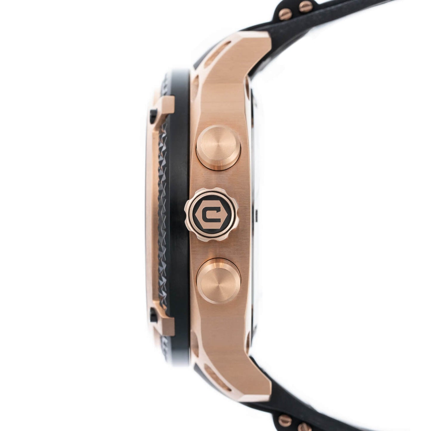 Cobalt Men's 52mm Striker Quartz Chronograph Silicone Strap Watch - Rosetone