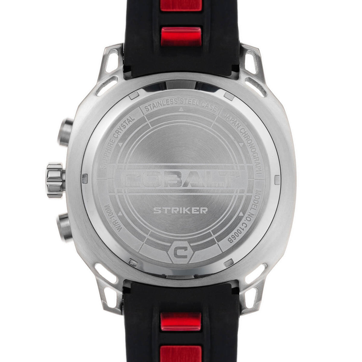 Cobalt Men's 52mm Striker Quartz Chronograph Silicone Strap Watch - Red
