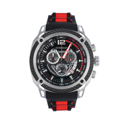 Cobalt Men's 52mm Striker Quartz Chronograph Silicone Strap Watch - Red