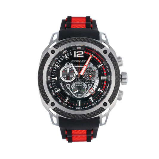 Cobalt Men's 52mm Striker Quartz Chronograph Silicone Strap Watch - Red