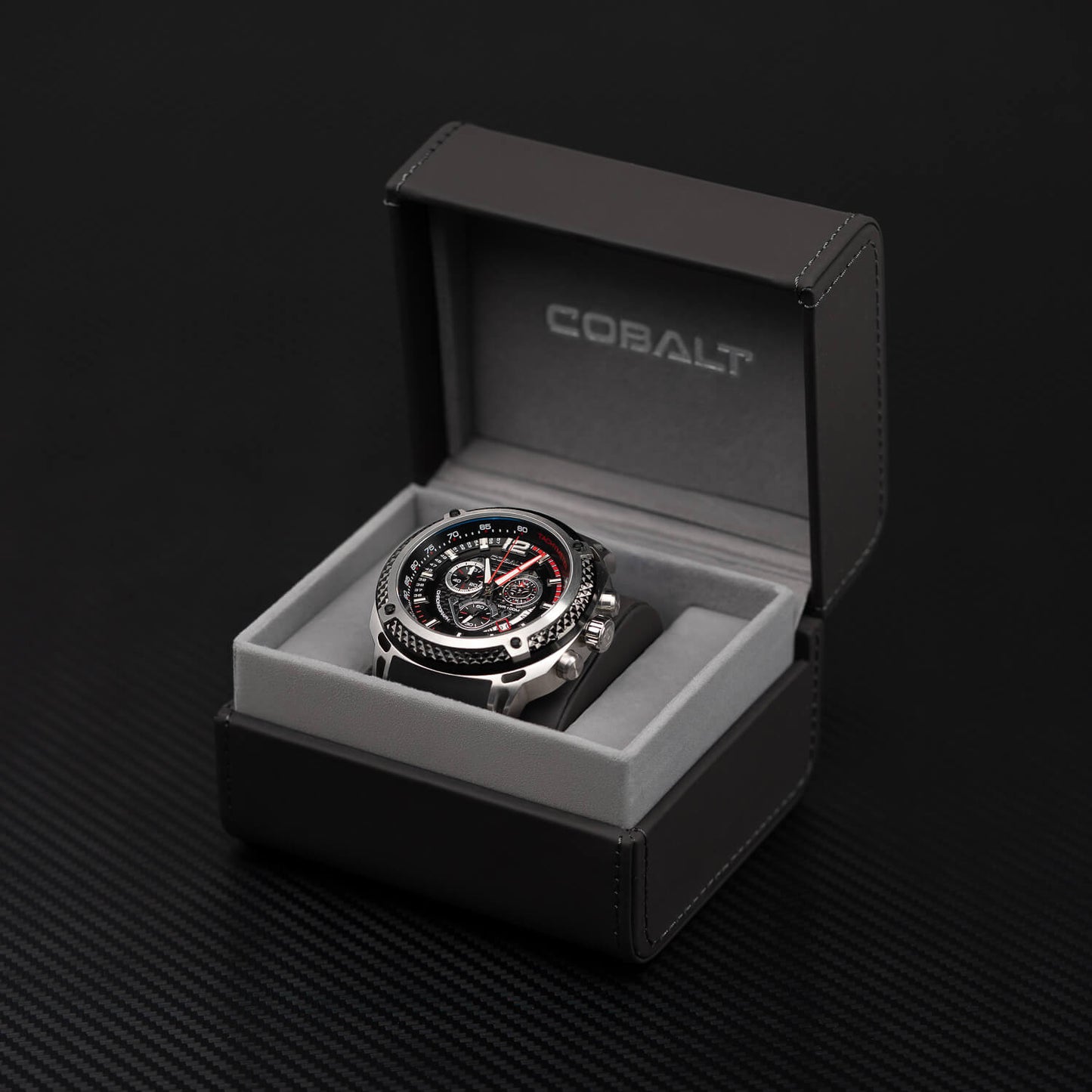 Cobalt Men's 52mm Striker Quartz Chronograph Silicone Strap Watch - Red