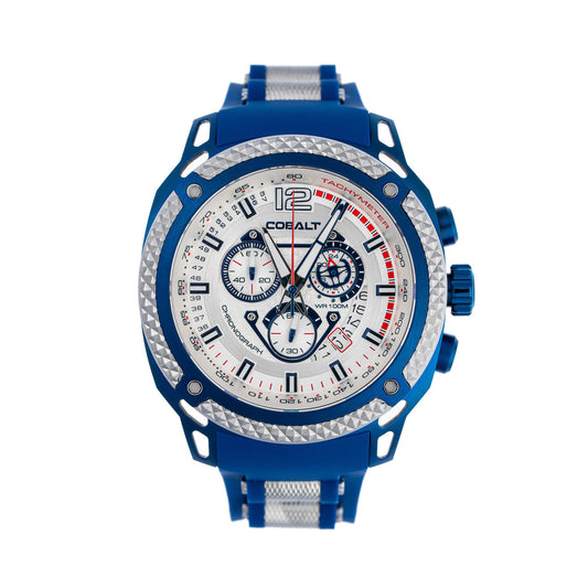Cobalt Men's 52mm Striker Quartz Chronograph Silicone Strap Watch - Blue
