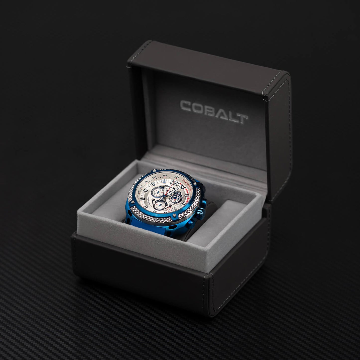 Cobalt Men's 52mm Striker Quartz Chronograph Silicone Strap Watch - Blue