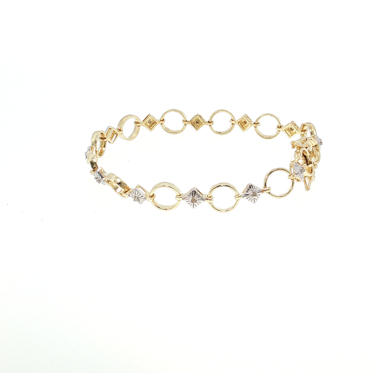 Gold Plated Diamond Accented Open Circle Link Bracelet