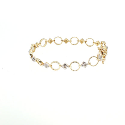 Gold Plated Diamond Accented Open Circle Link Bracelet