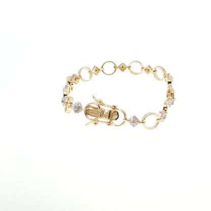 Gold Plated Diamond Accented Open Circle Link Bracelet