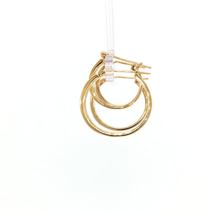 Gold Plated 0.25ctw Total Diamond Weight 2 Sets of Hoop Earrings