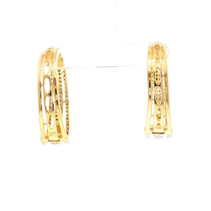 Gold Plated 1.00ctw Diamond Tapered Hoop Earrings