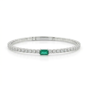 Sabrina Designs 14K Gold 0.44ctw Diamond & Baguette Emerald Flex Bangle Bracelet